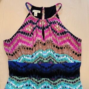 Boston Proper Multicolor Halter Maxi Dress Size 10 Like New